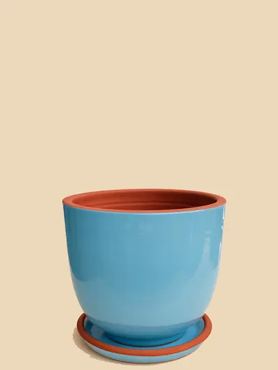 Mavi Sırlı Saksı No 2 Ø20cm